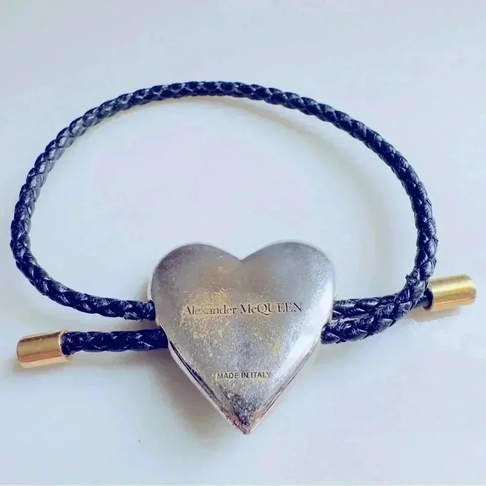 Unisex Alexander McQueen Heart Leather Strap Bracelet